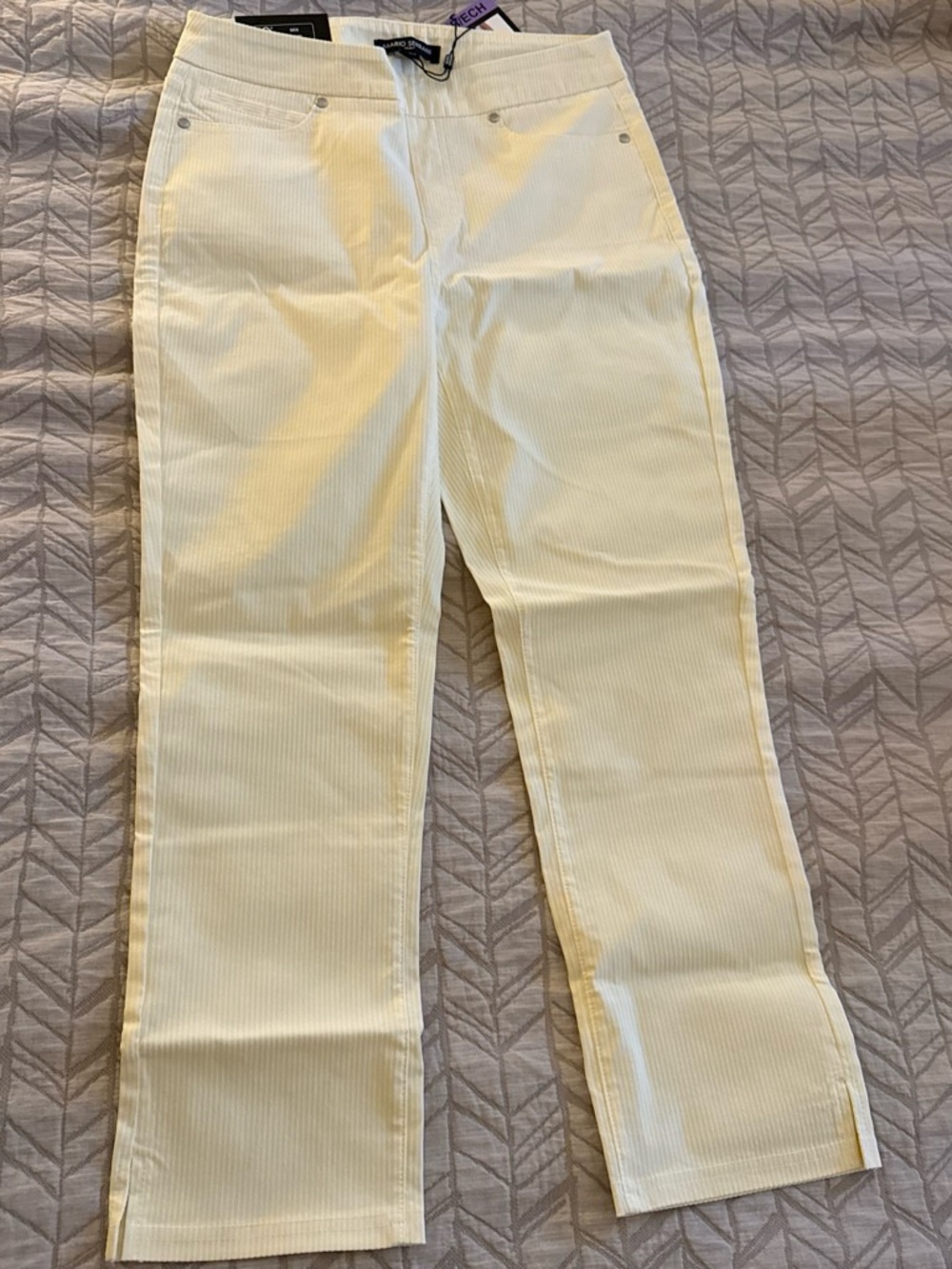 Mario Serrani Cream Corduroy Flared Wide-Leg Jeans